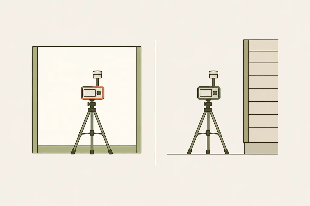 Diagram of an air-sampling pump inside a room compared with one placed outdoors